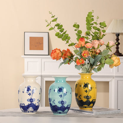 Celadon Blue Porcelain Vase Set with Handcrafted Aesthetic for Floral Arrangements