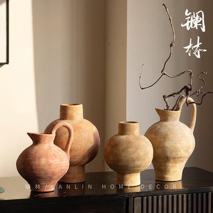 Elegant Jingdezhen Ceramic Vase with Japanese-inspired Wabi-Sabi Finish for Modern Interiors