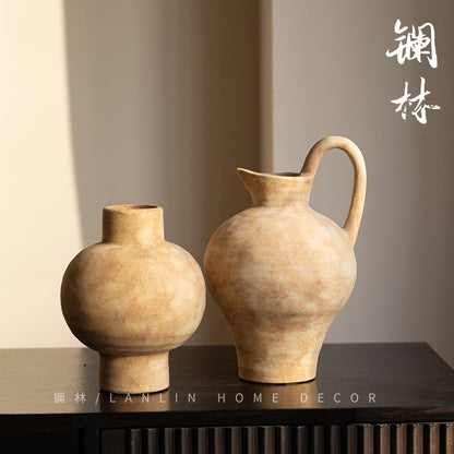 Elegant Jingdezhen Ceramic Vase with Japanese-inspired Wabi-Sabi Finish for Modern Interiors