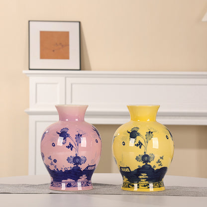 Celadon Blue Porcelain Vase Set with Handcrafted Aesthetic for Floral Arrangements