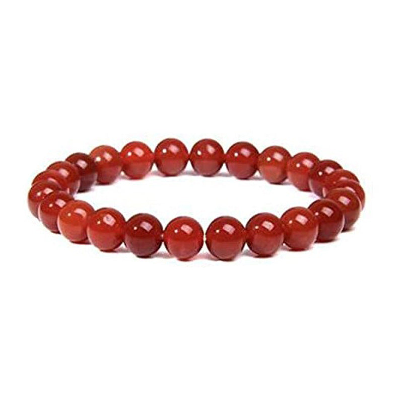 Natural Gemstone Beaded Bracelet - Tiger Eye Volcanic Rock Agate 8mm