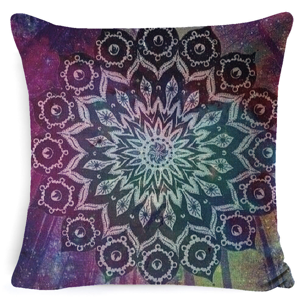 Bohemian Mandala Pillow Cover - Decorative Linen Cushion Cover 45x45cm