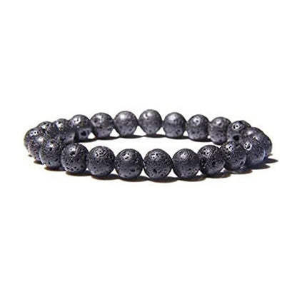 Natural Gemstone Beaded Bracelet - Tiger Eye Volcanic Rock Agate 8mm