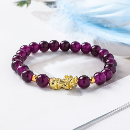 Pixiu Glass Bead Bracelet - Colorful Lucky Charm Feng Shui Jewelry