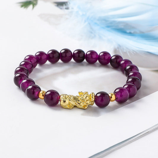 Pixiu Glass Bead Bracelet - Colorful Lucky Charm Feng Shui Jewelry