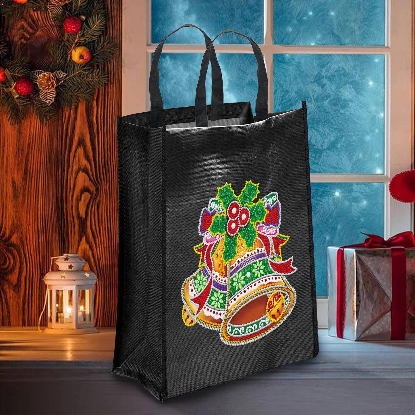 DIY Diamond Painting Christmas Tote Bag - Non-Woven Craft Shopping Bag
