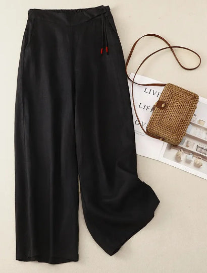 High Waist Wide Leg Pants - Loose Retro Casual Trousers for Women