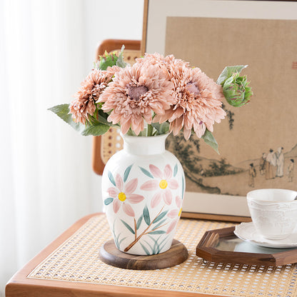 Hand-Painted Sunflower Ceramic Vase - Simple Table Vase for Home Decor