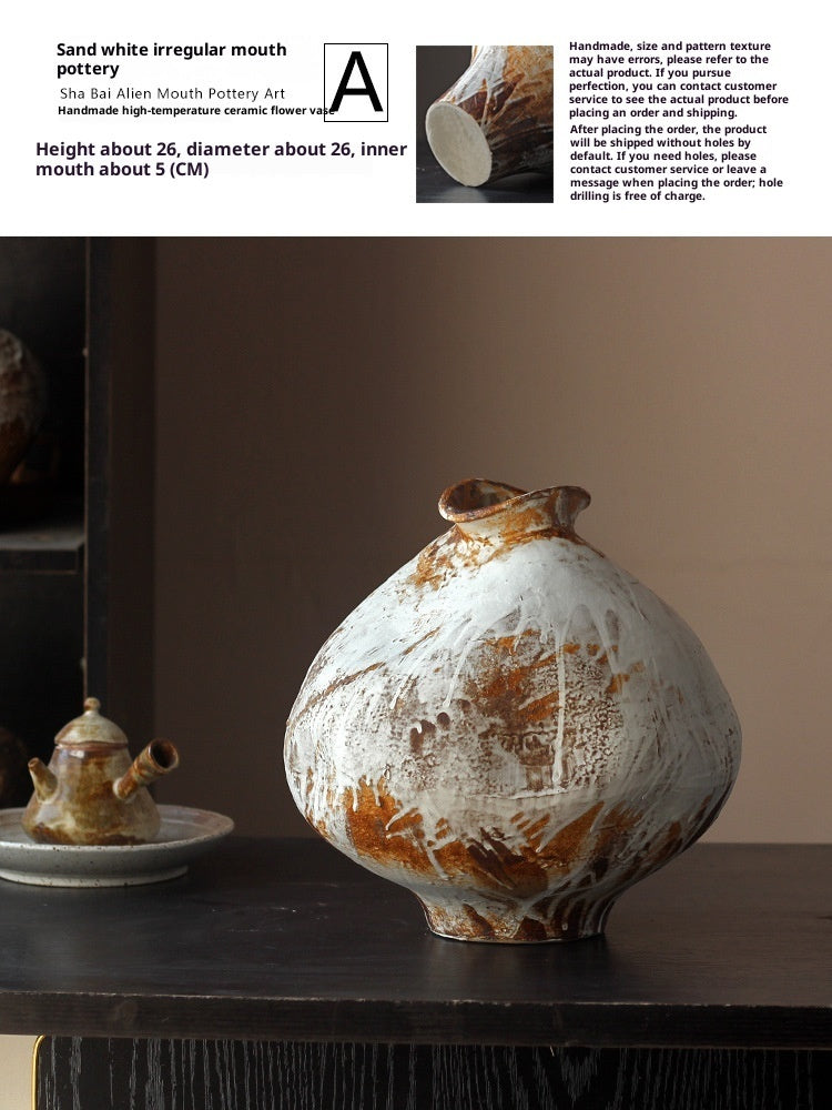Retro Flow Glaze Special-shaped Silent Style Pottery Pot Creative Ornaments