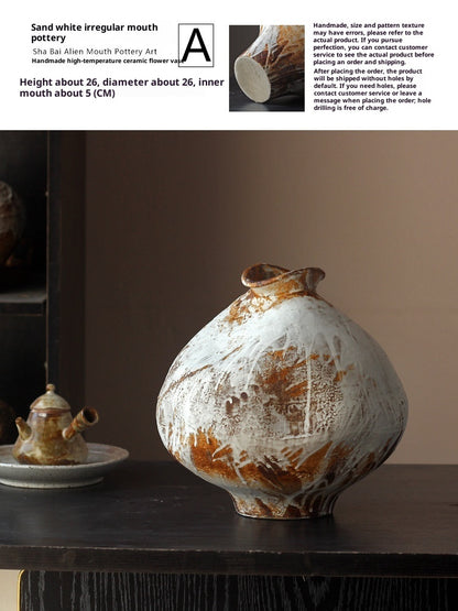 Retro Flow Glaze Special-shaped Silent Style Pottery Pot Creative Ornaments