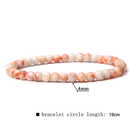 Elastic Beaded 4mm Natural Stone Beads Bracelet