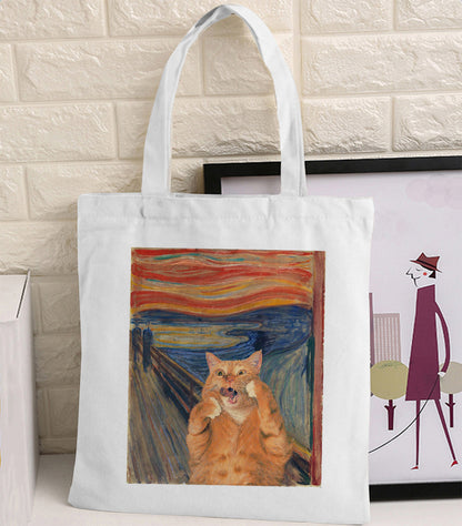 Van Gogh Canvas Tote Bag - Retro Art Print Shopping Handbag