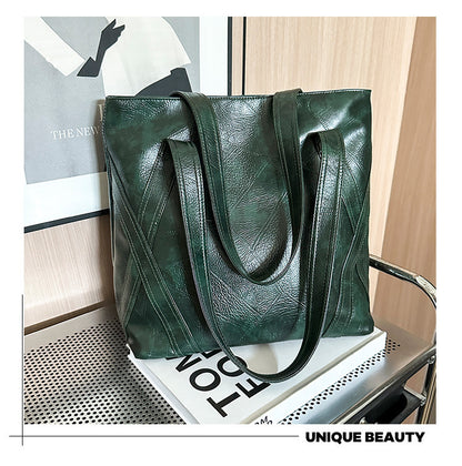 Large Capacity PU Leather Tote Bag - Soft Shoulder Bag for Women