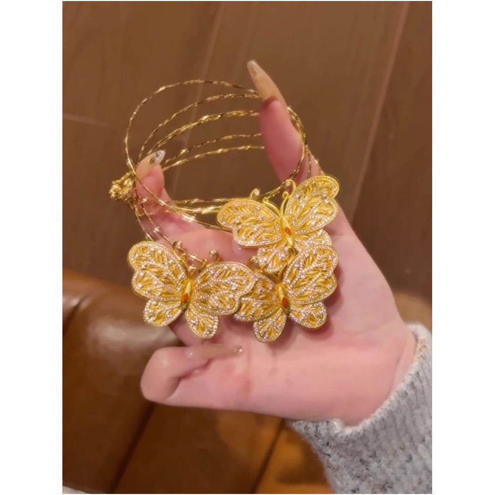 ICEC Butterfly Dance Elegance Necklace - Gold Plated Pendant with Gemstones