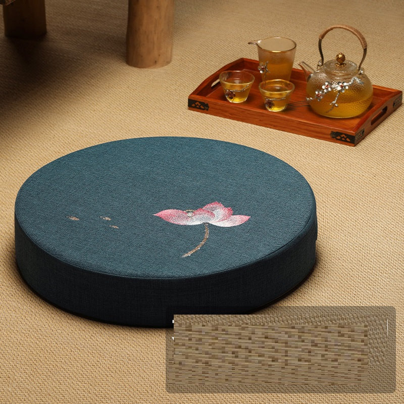 Round Cotton Linen Floor Cushion - Meditation Seat for Yoga & Window Seats