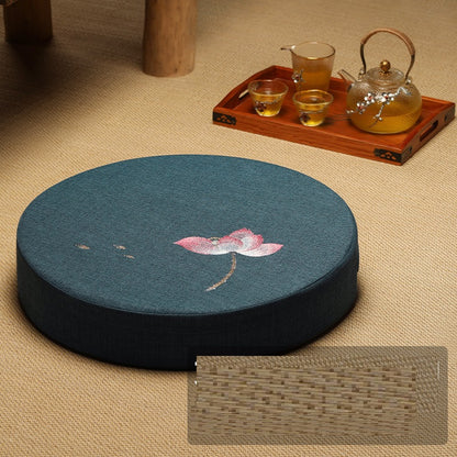 Round Cotton Linen Floor Cushion - Meditation Seat for Yoga & Window Seats