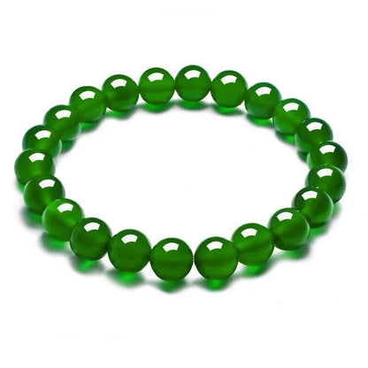 Natural Xinjiang Jasper Jade Bracelet - Spinach Green Beaded Bracelet