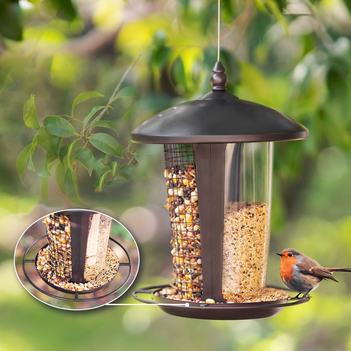 Automatic Hanging Bird Feeder - 2-in-1 Outdoor Garden Feeder
