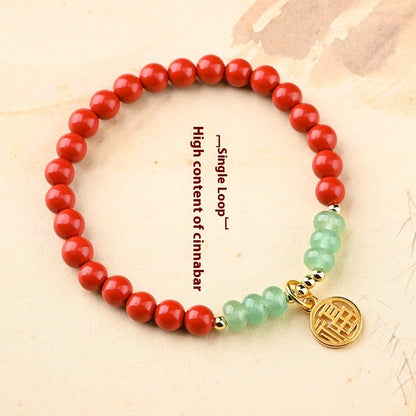 Cinnabar Raw Ore Transfer Beads Bracelet For Women