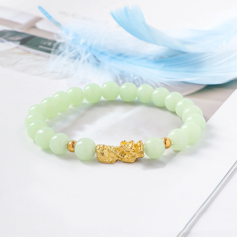 Pixiu Glass Bead Bracelet - Colorful Lucky Charm Feng Shui Jewelry