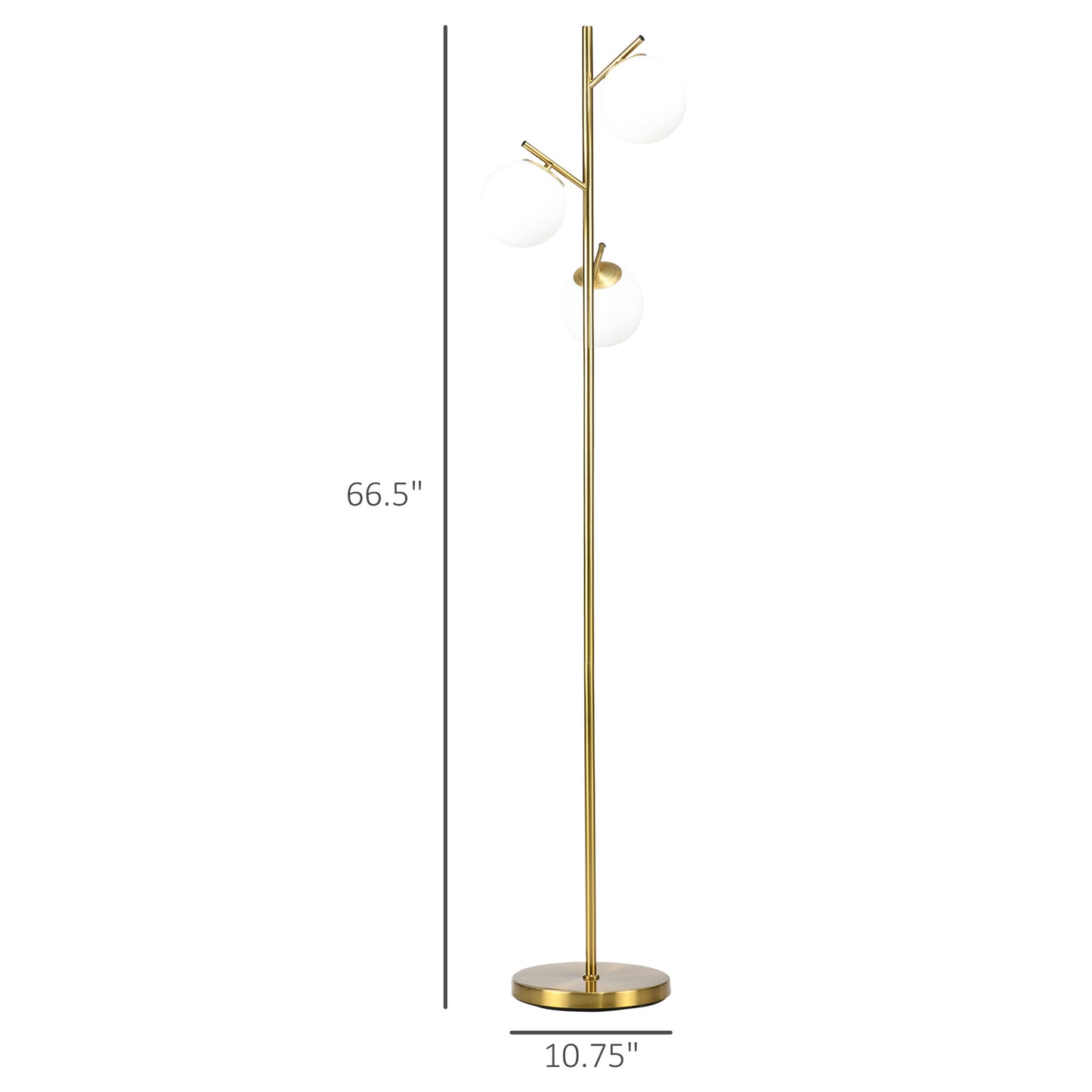 Modern 3-Light Tree Floor Lamp - Gold Globe Shade Standing Lamp
