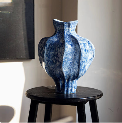 Hammered Ceramic Vase - Ming-Qing Style Chinese Porcelain Statement Piece