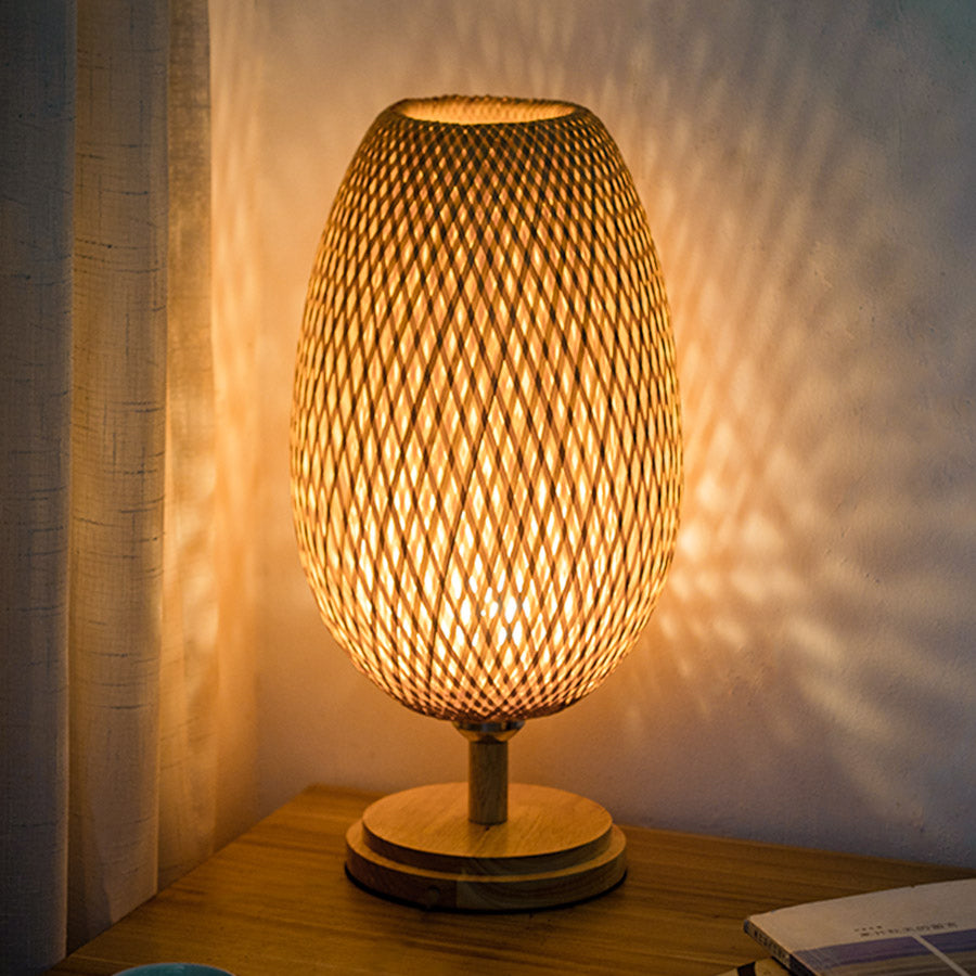 Bamboo Woven Table Lamp - Japanese Zen Style Bedside Light