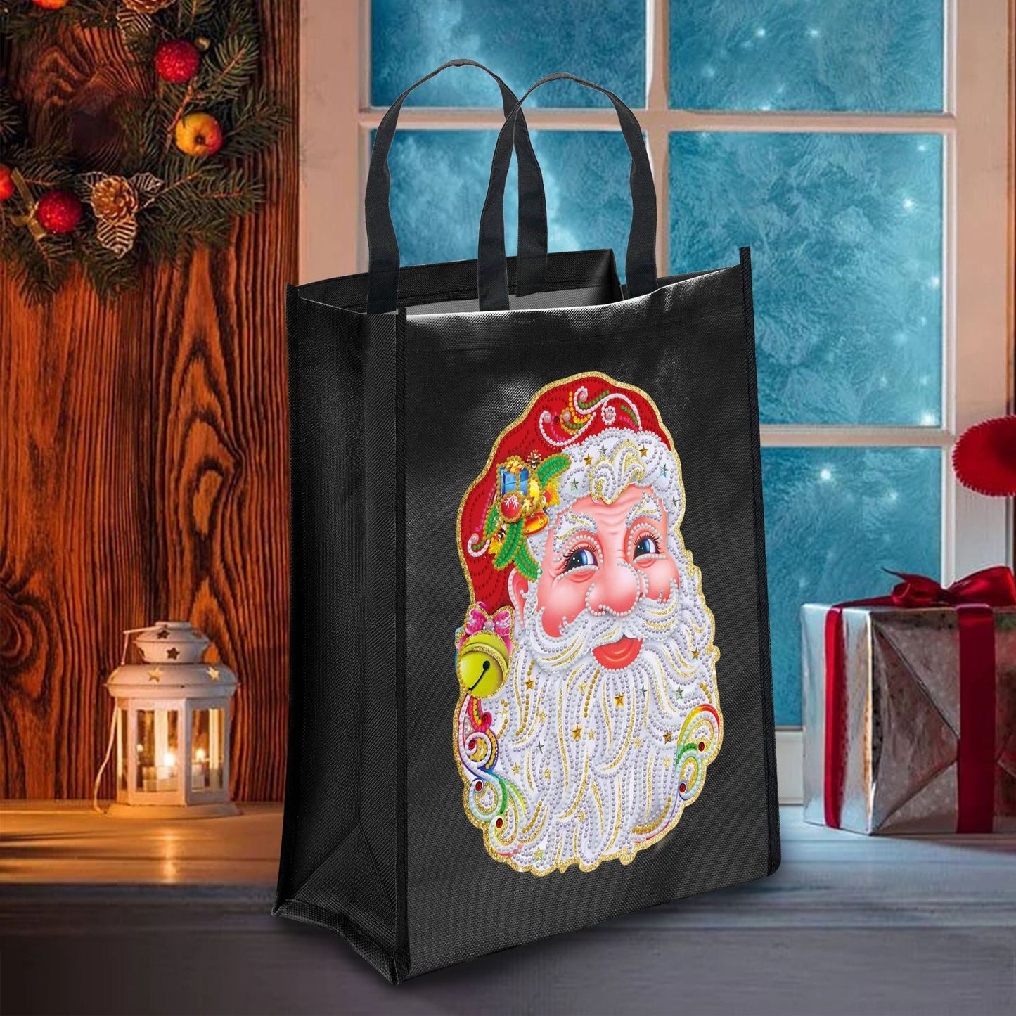 DIY Diamond Painting Christmas Tote Bag - Non-Woven Craft Shopping Bag