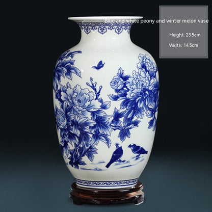 Blue and White Porcelain Vase - Chinese Ceramic Flower Vase for Home Decor
