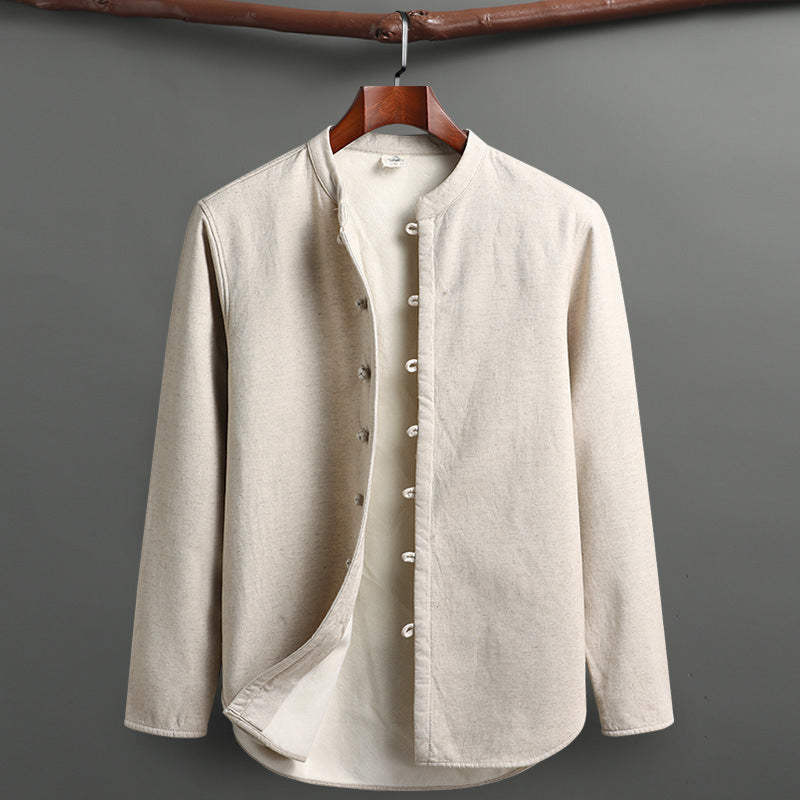 Tang Suit Set - Traditional Chinese Stand Collar Cotton Linen Coat