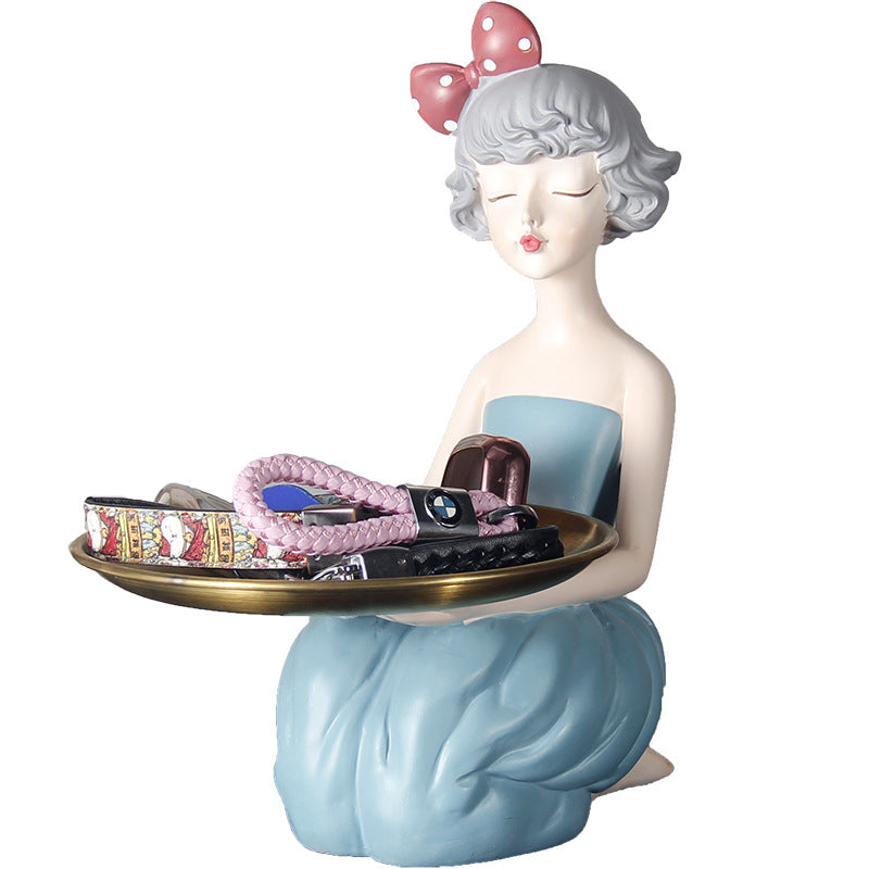 Bow Girl Resin Catchall Tray - Nordic Style Entryway Organizer