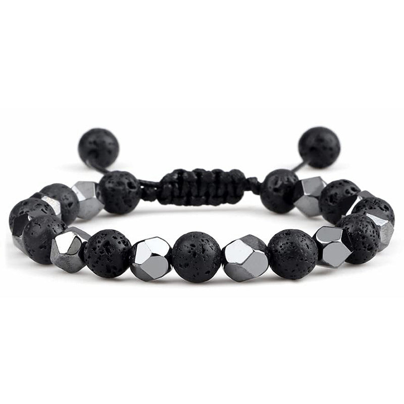Hematite Tiger Eye Bracelet - Natural Stone Woven Beaded Jewelry