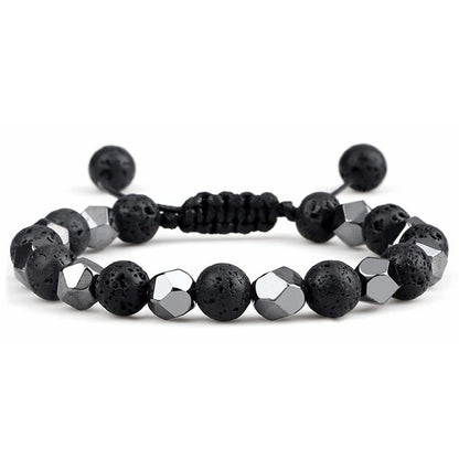 Hematite Tiger Eye Bracelet - Natural Stone Woven Beaded Jewelry