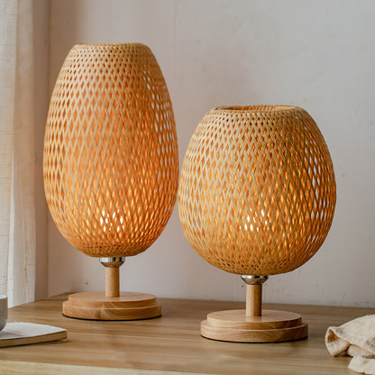 Bamboo Woven Table Lamp - Japanese Zen Style Bedside Light