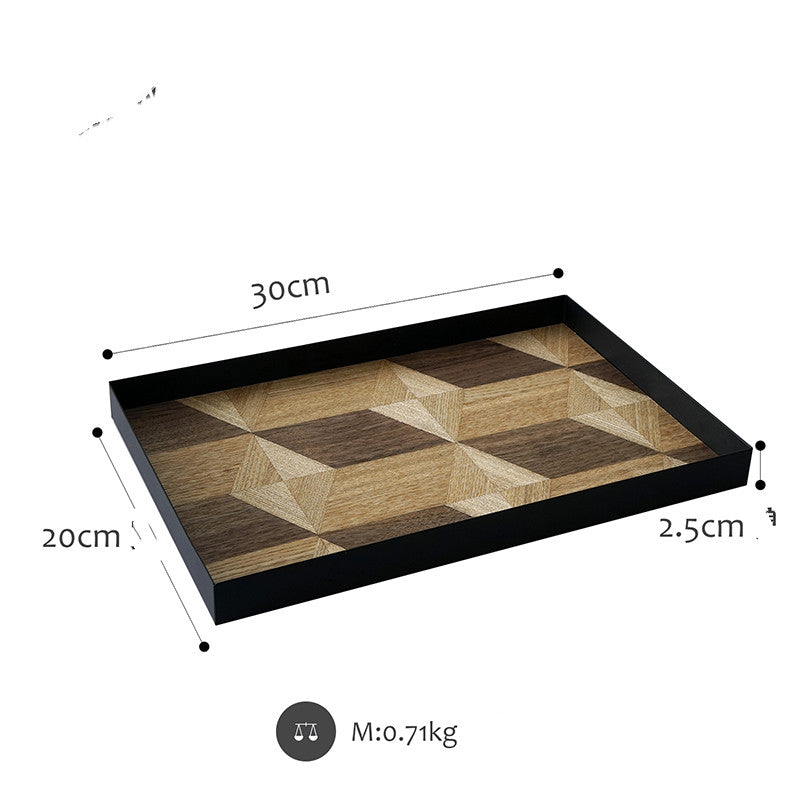 Wood Grain Woven Catchall Tray - Nordic Style Entryway Organizer