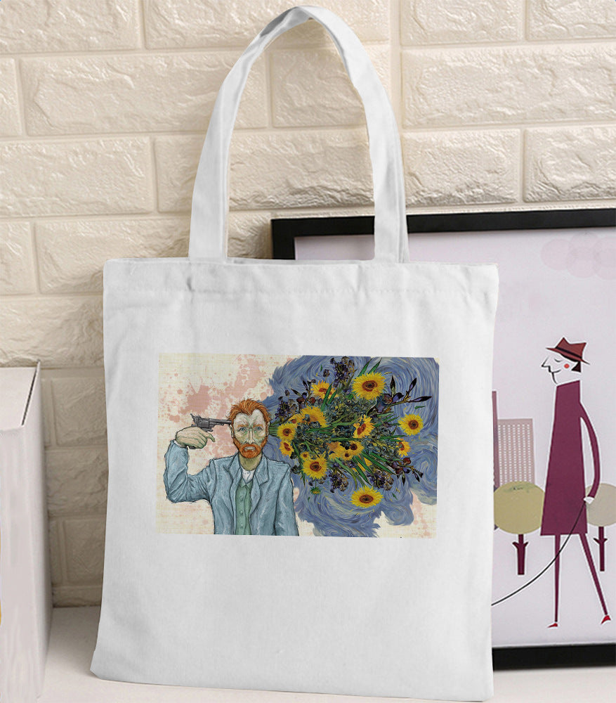 Van Gogh Canvas Tote Bag - Retro Art Print Shopping Handbag