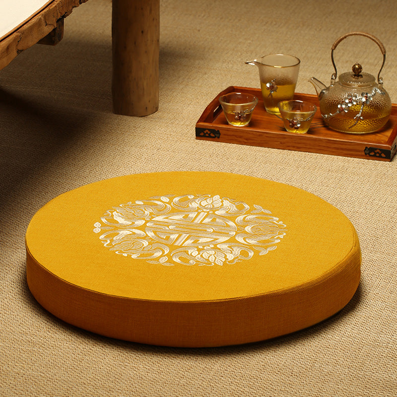 Round Cotton Linen Floor Cushion - Meditation Seat for Yoga & Window Seats