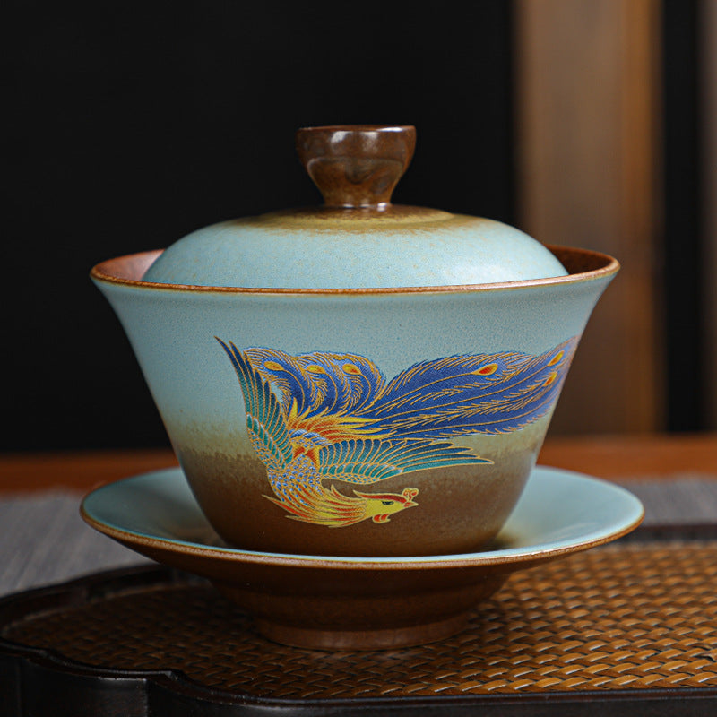 Gaiwan Tea Set - Wood-Fired Style Chinese Porcelain Tea Bowl