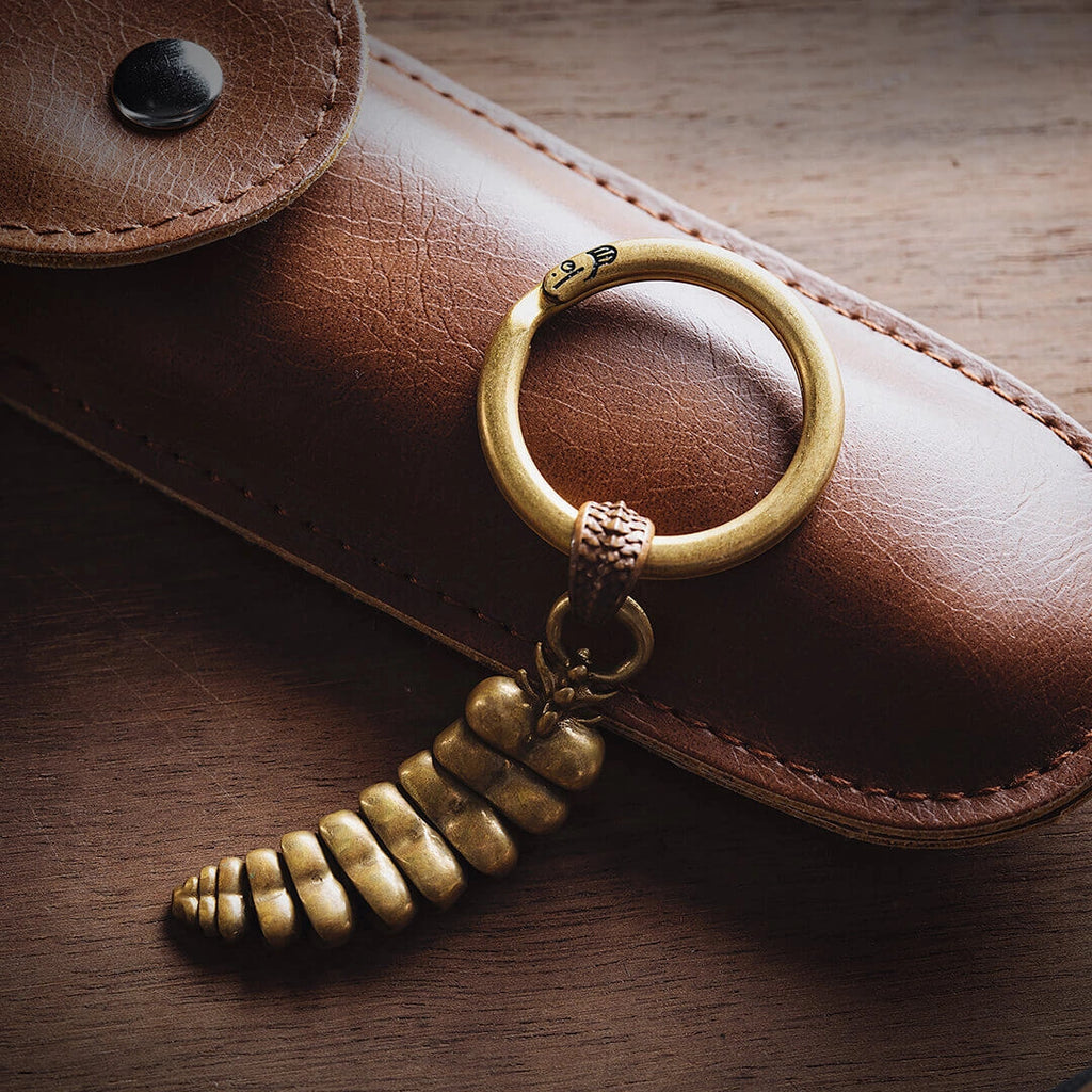 Electric Eel Key Ring with Rattlesnake Tail Pendant