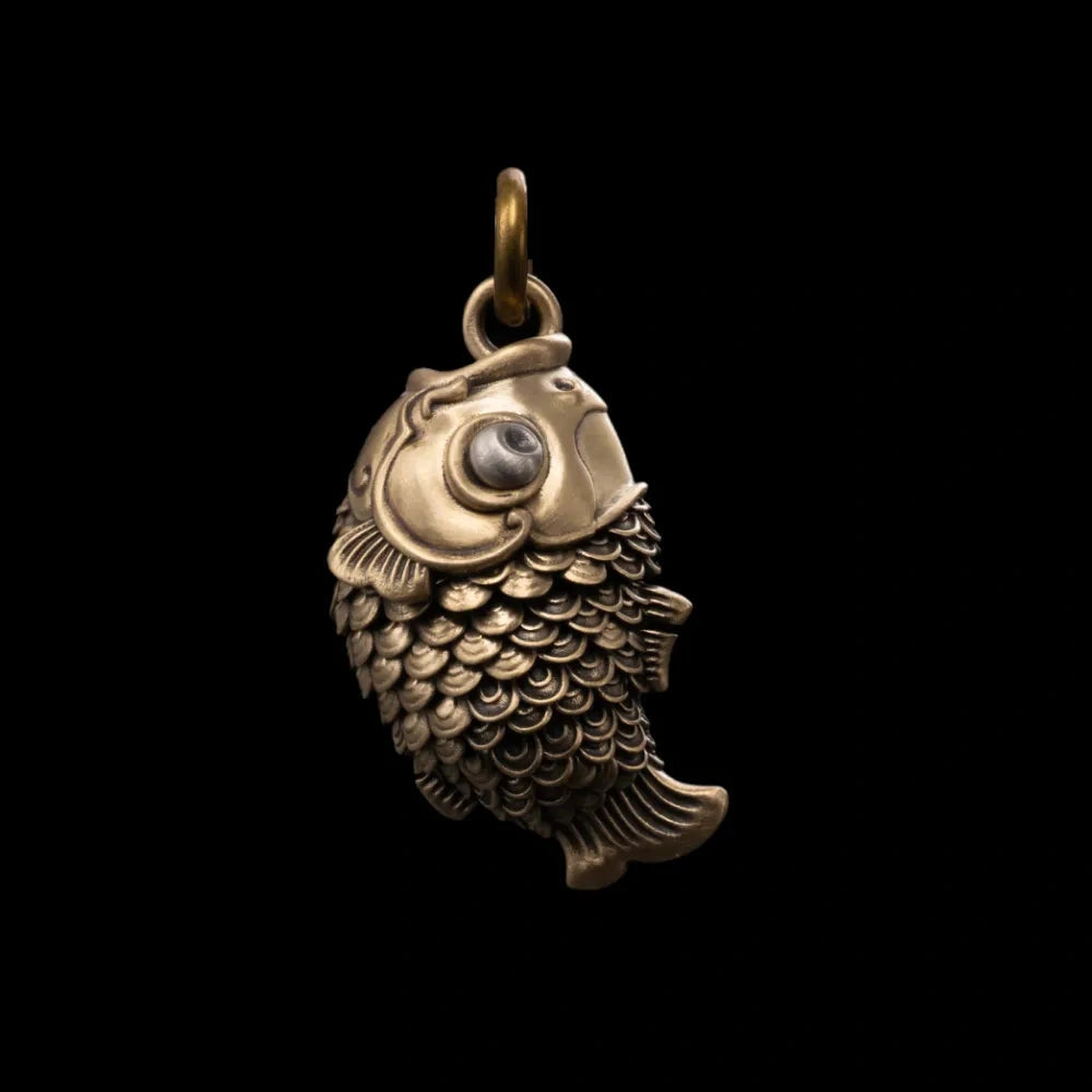 Brass Koi Fidget Pendant Details 01
