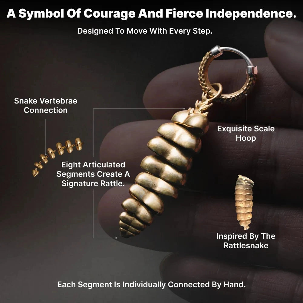 Rattlesnake Tail earring design details and symbolic elements