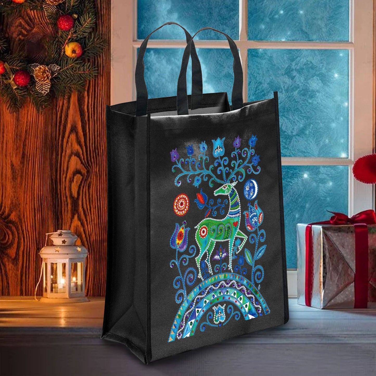 DIY Diamond Painting Christmas Tote Bag - Non-Woven Craft Shopping Bag