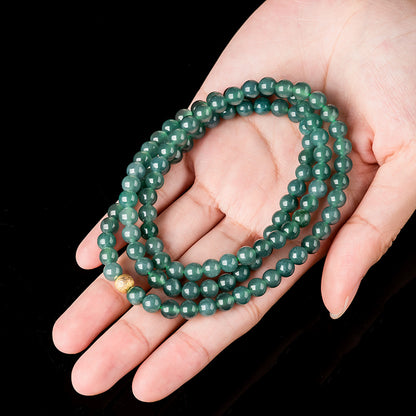 Natural Jadeite Jade 6mm Blue Water Jade Bead Necklace