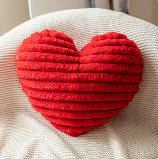 Heart-Shaped Throw Pillow - Pink Striped Decorative Cushion