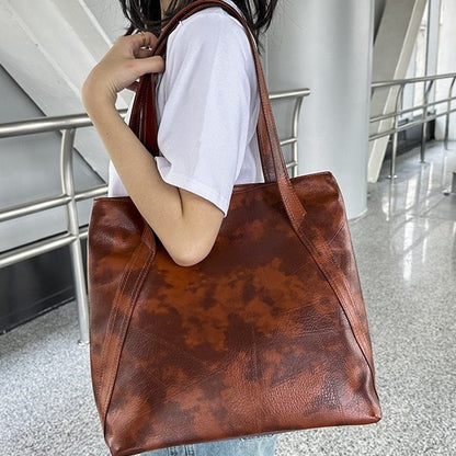 Large Capacity PU Leather Tote Bag - Soft Shoulder Bag for Women