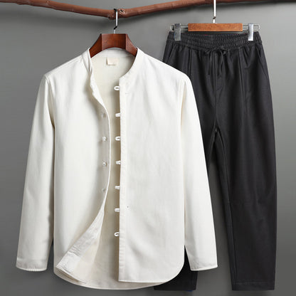 Tang Suit Set - Traditional Chinese Stand Collar Cotton Linen Coat