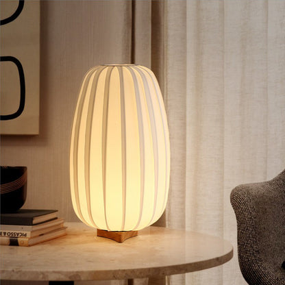 Japanese Solid Wood Table Lamp - Fabric Shade Warm Bedside Light