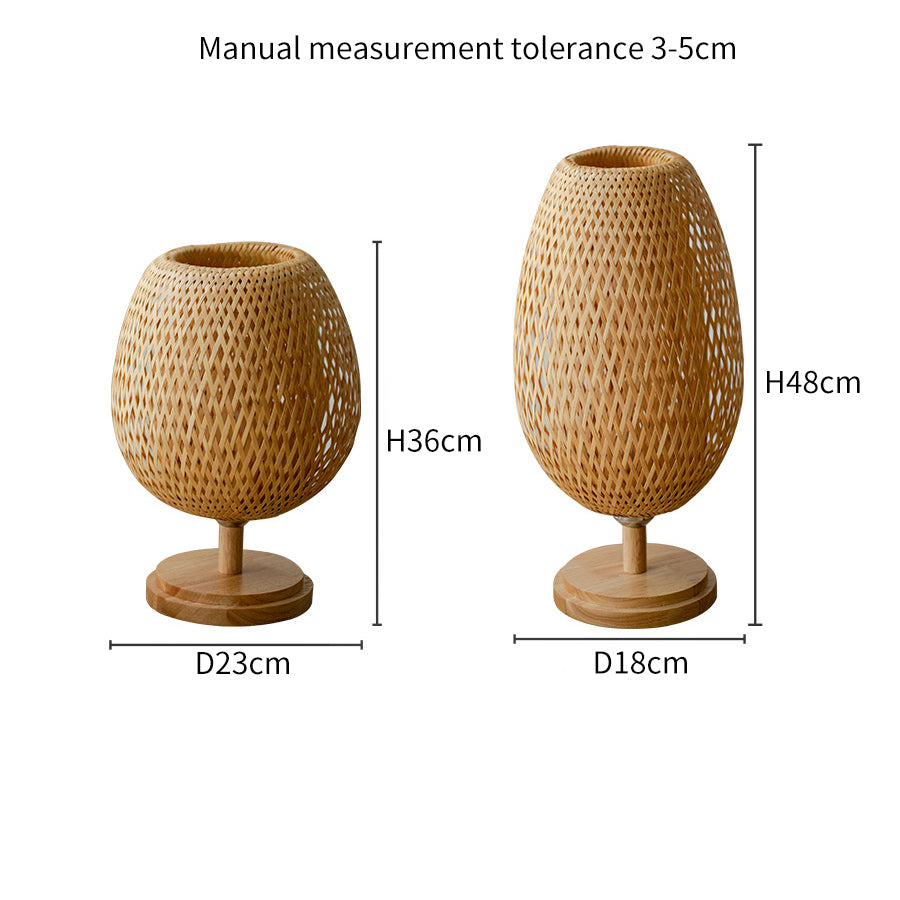 Bamboo Woven Table Lamp - Japanese Zen Style Bedside Light