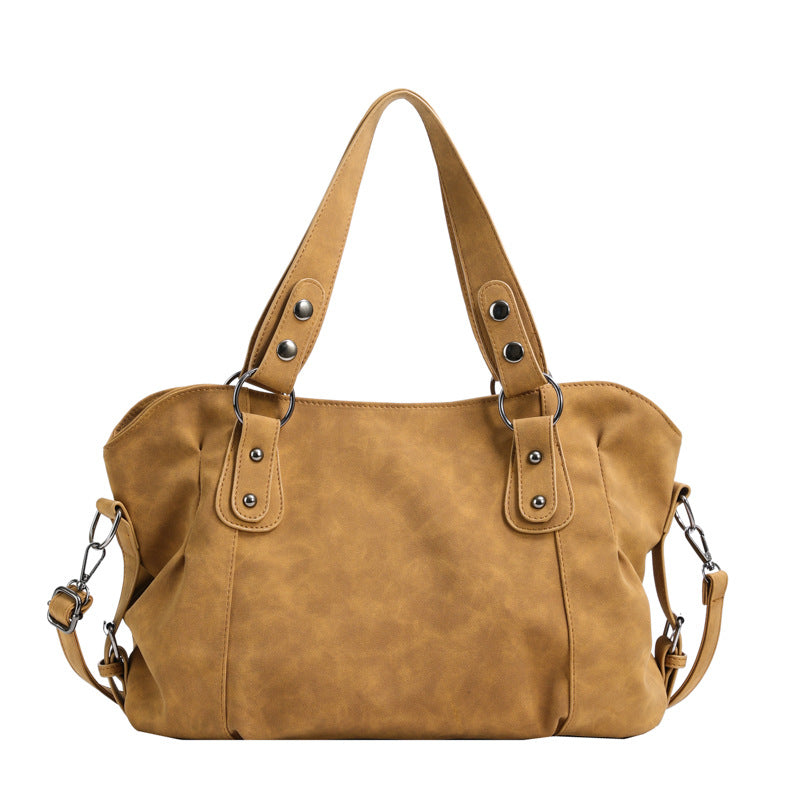Frosted PU Leather Shoulder Bag - Large Capacity Tote & Crossbody