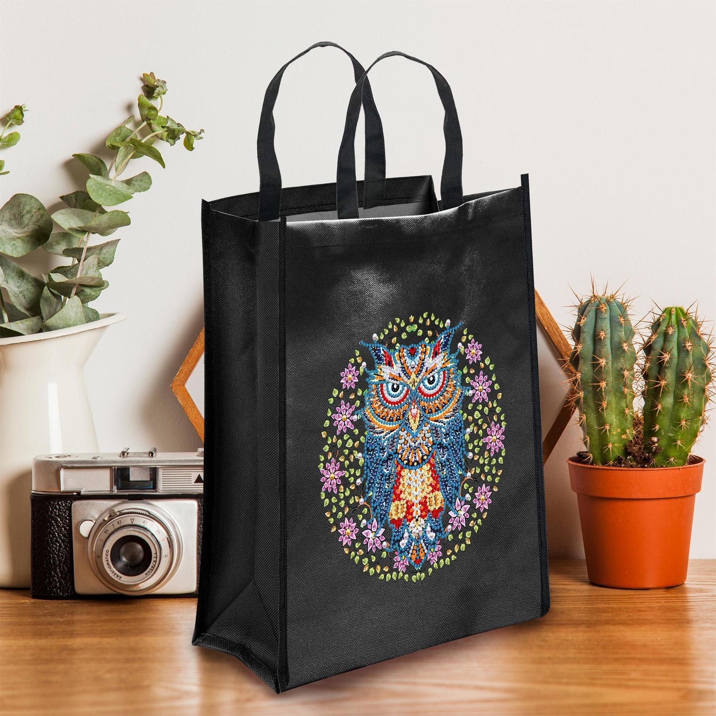 DIY Diamond Painting Christmas Tote Bag - Non-Woven Craft Shopping Bag